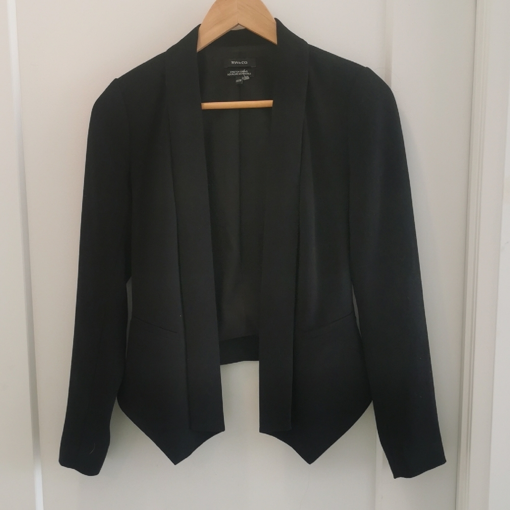 RW&CO. Black Draped Open-Front Women's Blazer